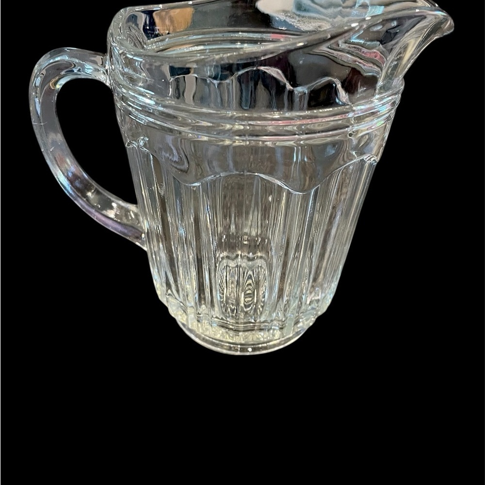 Vintage Clear Glass Ribbed Paneled Water Pitcher 64 oz